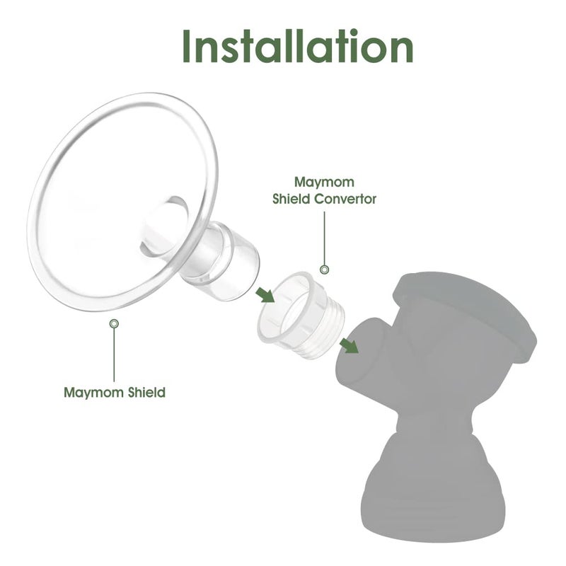 Maymom MyFit 17mm Shield & Shield Converter Compatible with Zomee Pump Body, NCVI Connector, Babybuddha Detachable Pump Body; Not Original Zomee Pump Parts; 2pc - Image 2