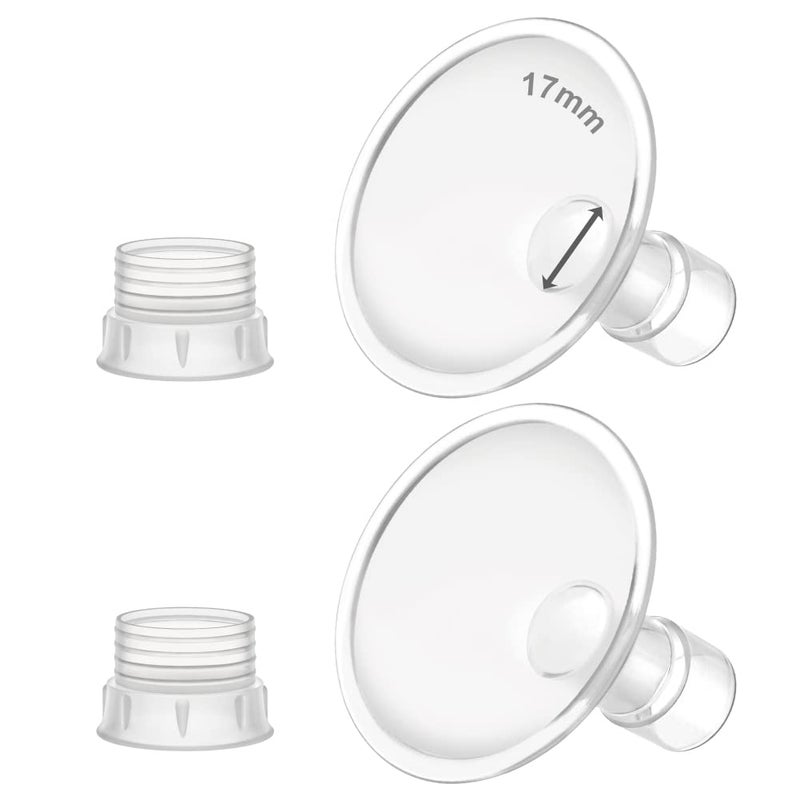 Maymom MyFit 17mm Shield & Shield Converter Compatible with Zomee Pump Body, NCVI Connector, Babybuddha Detachable Pump Body; Not Original Zomee Pump Parts; 2pc - Image 1
