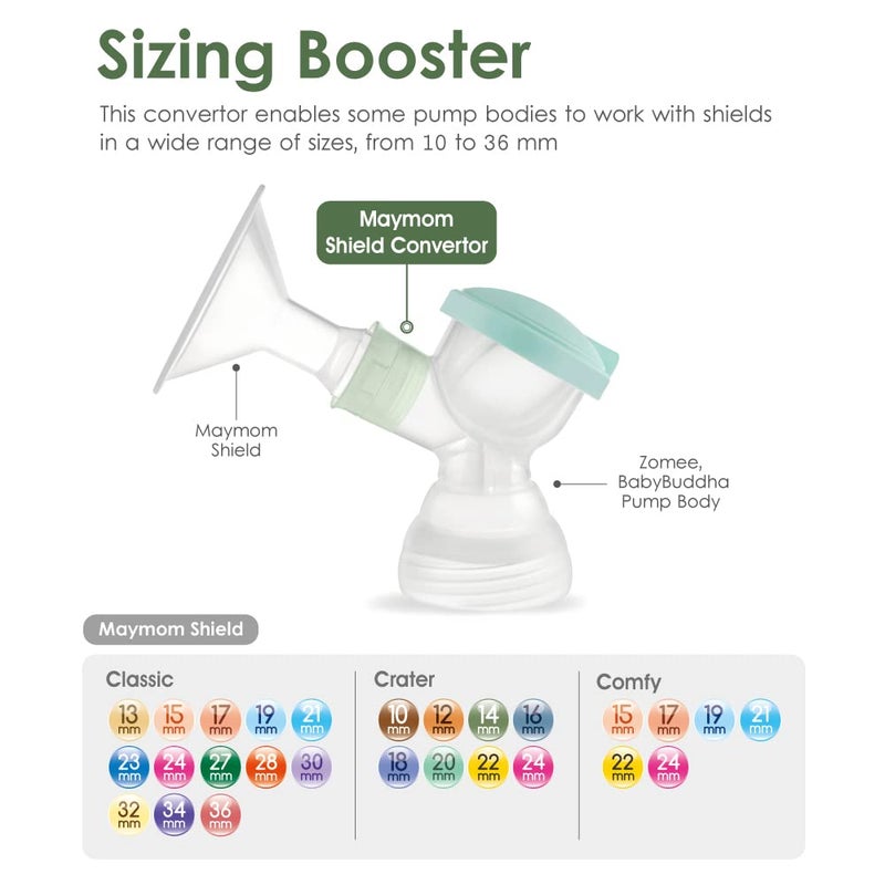 Maymom MyFit 17mm Shield & Shield Converter Compatible with Zomee Pump Body, NCVI Connector, Babybuddha Detachable Pump Body; Not Original Zomee Pump Parts; 2pc - Image 3