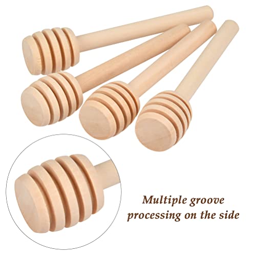 FOCCTS 100pcs Honey Dipper Sticks, 3 inch Wooden Honey Dipper Honey Stirrers Honey Spoon with Natural Jute Twine Kraft Paper Tags for Honey Jar Dispense Drizzle Honey Wedding Party Favors Honey Server - Image 3