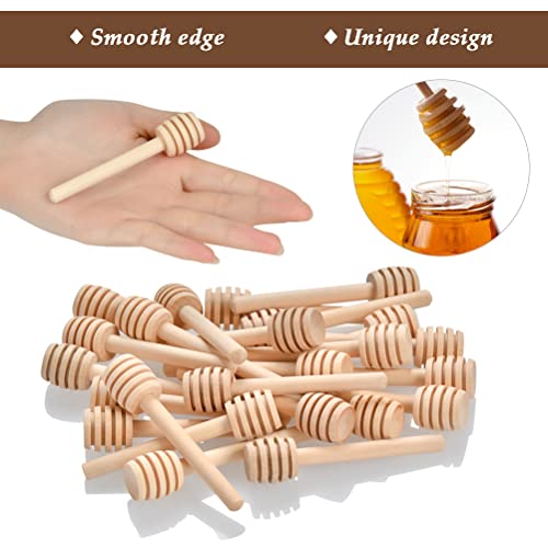 FOCCTS 100pcs Honey Dipper Sticks, 3 inch Wooden Honey Dipper Honey Stirrers Honey Spoon with Natural Jute Twine Kraft Paper Tags for Honey Jar Dispense Drizzle Honey Wedding Party Favors Honey Server - Image 5