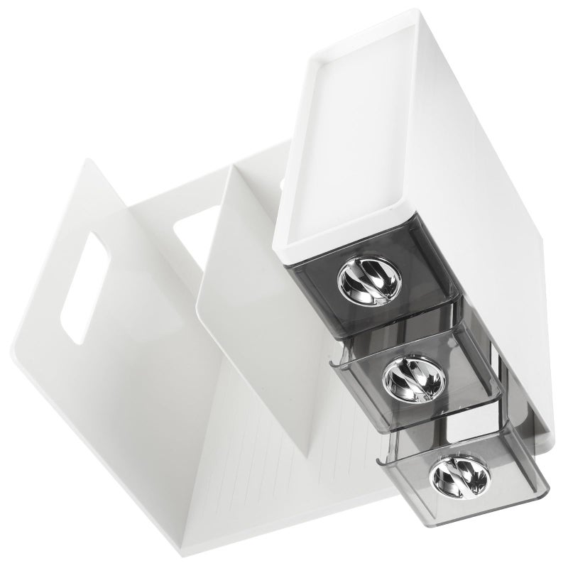 White Gray Desktop File Organizer Bookend Magazine Holder Office Document Storage Rack - Image 2