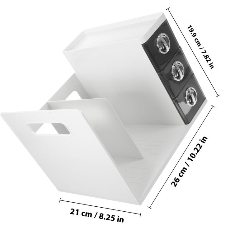White Gray Desktop File Organizer Bookend Magazine Holder Office Document Storage Rack - Image 3