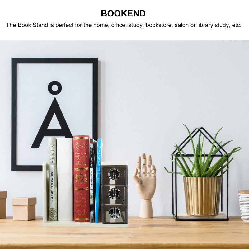 White Gray Desktop File Organizer Bookend Magazine Holder Office Document Storage Rack - Image 5