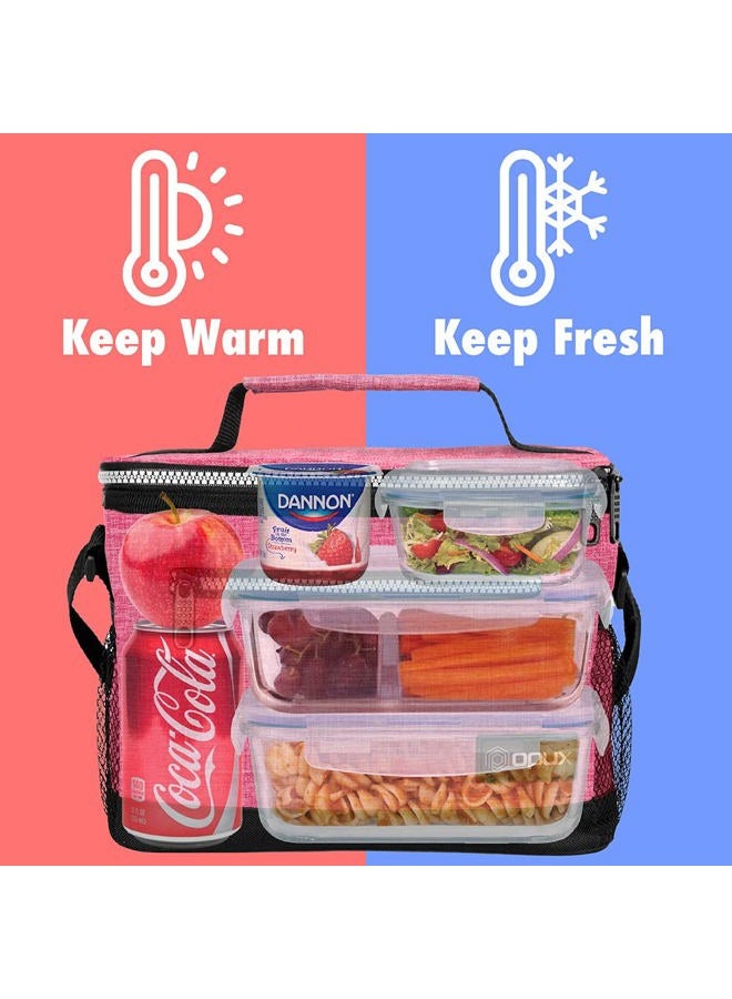 OPUX Premium Lunch Box, Insulated Lunch Bag for Women Adult | Durable School Lunch Pail for Girls, Kids | Soft Leakproof Medium Lunch Cooler Tote for Work Office | Fits 8 Cans (Heather Pink) - Image 2