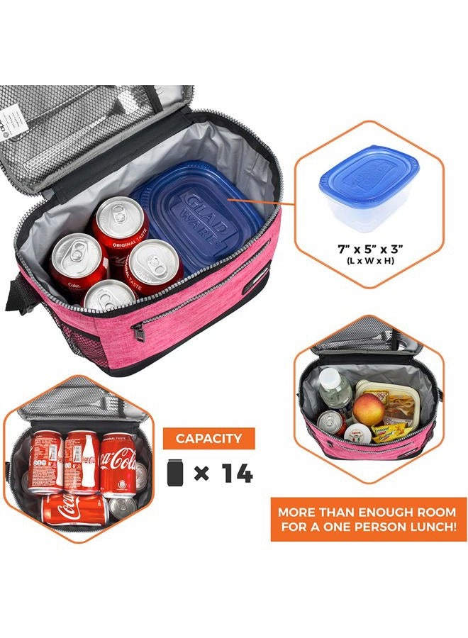 OPUX Premium Lunch Box, Insulated Lunch Bag for Women Adult | Durable School Lunch Pail for Girls, Kids | Soft Leakproof Medium Lunch Cooler Tote for Work Office | Fits 8 Cans (Heather Pink) - Image 4