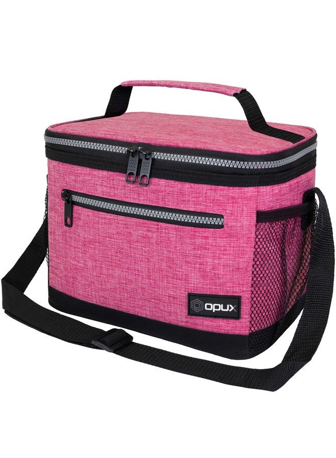 OPUX Premium Lunch Box, Insulated Lunch Bag for Women Adult | Durable School Lunch Pail for Girls, Kids | Soft Leakproof Medium Lunch Cooler Tote for Work Office | Fits 8 Cans (Heather Pink) - Image 1