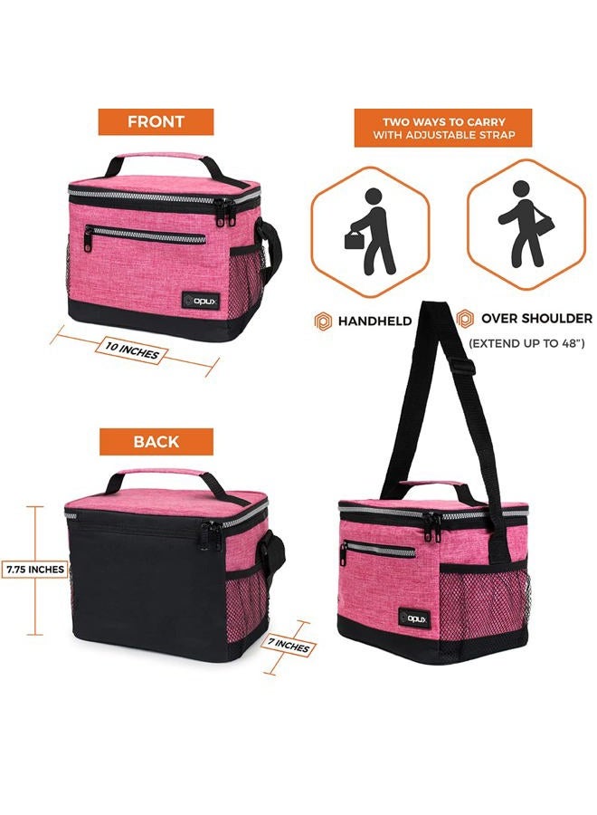 OPUX Premium Lunch Box, Insulated Lunch Bag for Women Adult | Durable School Lunch Pail for Girls, Kids | Soft Leakproof Medium Lunch Cooler Tote for Work Office | Fits 8 Cans (Heather Pink) - Image 3
