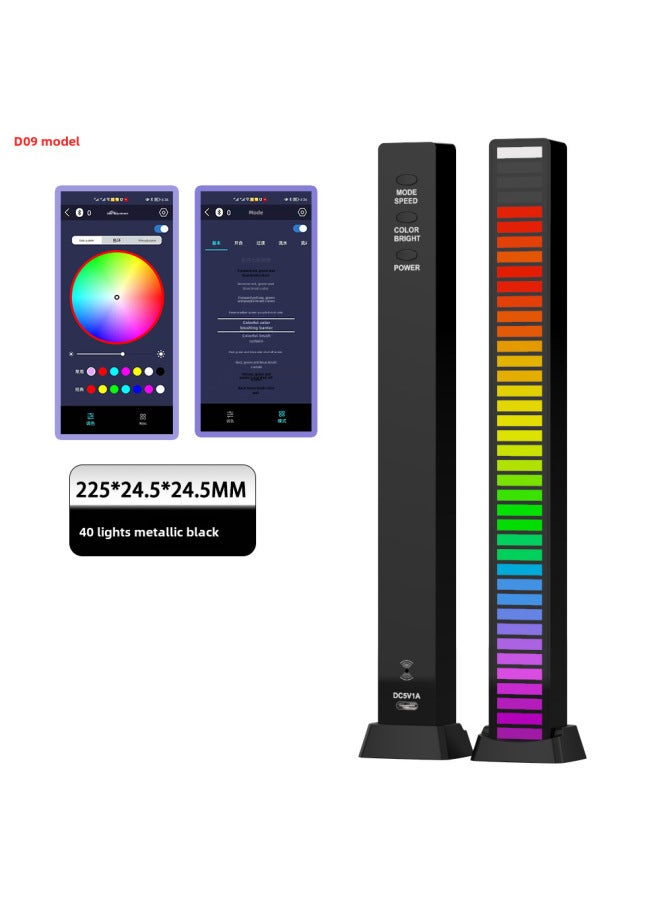 Loquat Rgb Sound-activated Music Rhythm Led Lights For Computers Cars Atmosphere 3d Sound-picking Lamp-Color:40 Lamp Metallic 【black + APP】】-Dimensions:5V (plug-in Line) - Image 1
