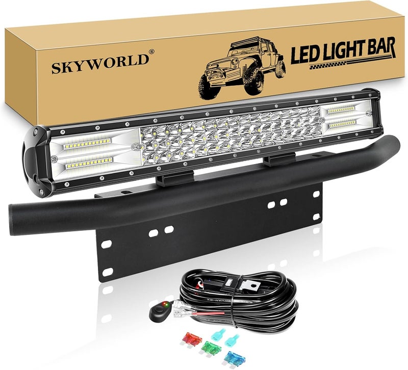 SKYWORLD 20 Inch 288W LED Light Bar with Mounting Bracket and Wiring Harness - Image 1