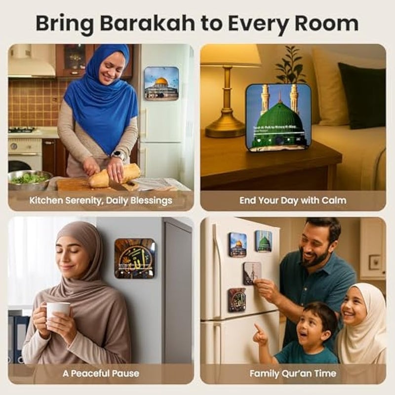 أنكوفو مكبر صوت مغناطيسي للقرآن الكريم للثلاجة - مشغل صوت سورة محمّل مسبقًا مع تلاوات اسلامية، مغناطيس محمول، USB نوع سي، قابل لاعادة الشحن، تحكم باللمس، هدايا رمضان والعيد، هدايا اسلامية (سورة الرحمن) - Image 5