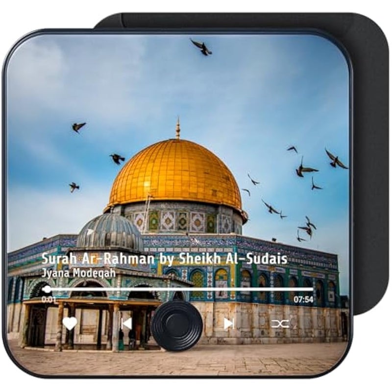 أنكوفو مكبر صوت مغناطيسي للقرآن الكريم للثلاجة - مشغل صوت سورة محمّل مسبقًا مع تلاوات اسلامية، مغناطيس محمول، USB نوع سي، قابل لاعادة الشحن، تحكم باللمس، هدايا رمضان والعيد، هدايا اسلامية (سورة الرحمن) - Image 1