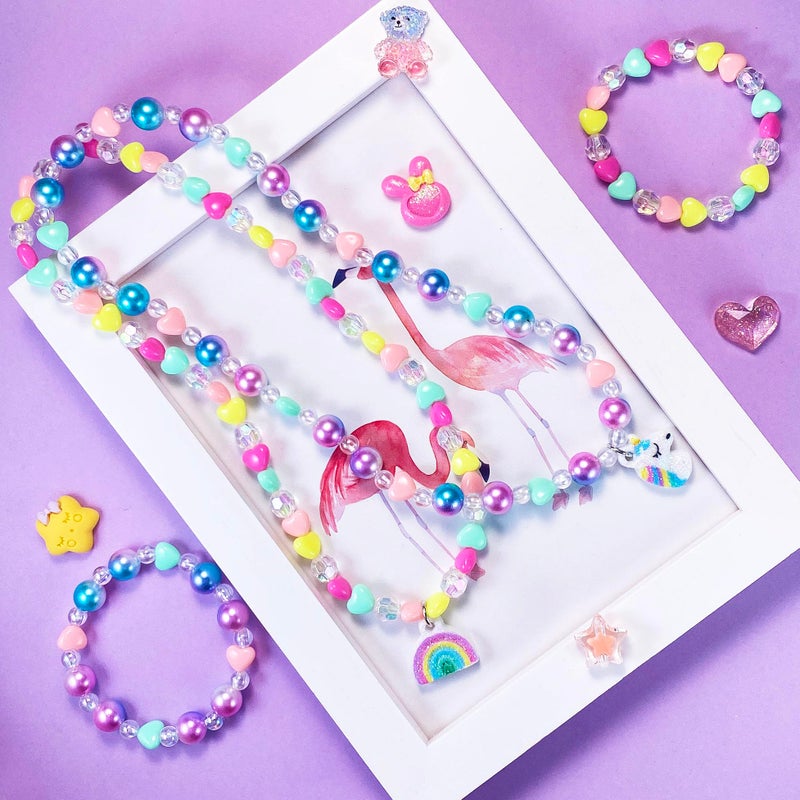 SIELEVIN Kids Jewelry for Little Girls Necklace Bracelet with Unicorn Rainbow Star Crown Pendant for Toddler Dress up Jewelry Princess Gifts for 3 4 5 6 7 8 Years Old - Image 5