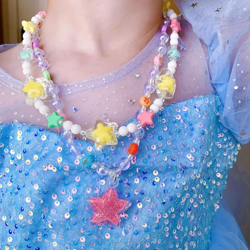 SIELEVIN Kids Jewelry for Little Girls Necklace Bracelet with Unicorn Rainbow Star Crown Pendant for Toddler Dress up Jewelry Princess Gifts for 3 4 5 6 7 8 Years Old - Image 4