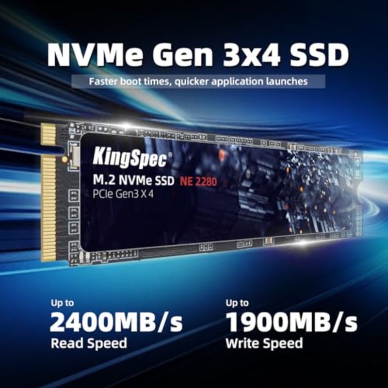 SSD 256GB M.2 NVMe Gen3x4 2280 محرك أقراص الحالة الصلبة الداخلي مع 3D NAND، حتى 2400 ميجابايت/ثانية، متوافق مع سطح المكتب والكمبيوتر المحمول - Image 2