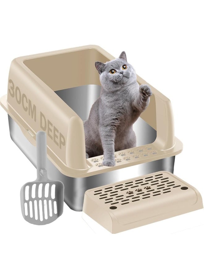 Neostyle NeoStyle Cat Litter Box, Stainless Steel Litter Box 35L Large Capacity with Litter Scoop, Odor Control & Rust-Proof, Non-Stick Bottom & Easy to Clean  - Image 1