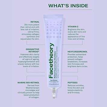 Facetheory Retinal Supreme Eye MultiBalm Advanced Firming Brightening Smoothing for All Eye Area Targets Wrinkles Dark Circles Aging Retinoid Vitamin C Hyaluronic Acid Squalane - Image 2