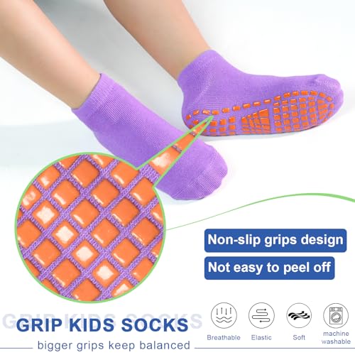 HYCLES Boys Girls Non-Slip Toddler Socks Grip Ankle Sticky Sock Anti-Skid Socks for Kids 6 Pairs for 6-9 Years Kids - Image 4