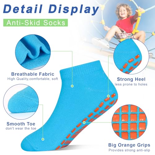 HYCLES Boys Girls Non-Slip Toddler Socks Grip Ankle Sticky Sock Anti-Skid Socks for Kids 6 Pairs for 6-9 Years Kids - Image 5