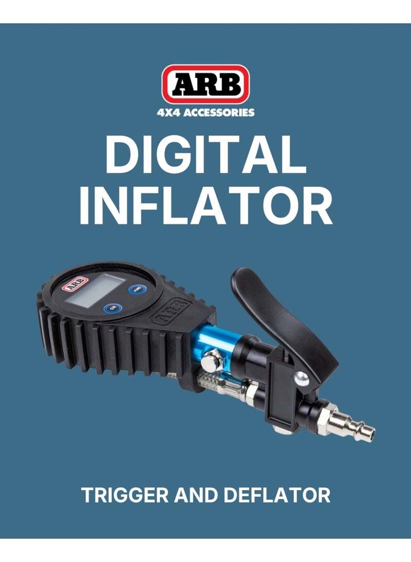 اي ار بي منفاخ إطارات رقمي ARB601A مع رأس نفخ | مقياس ضغط إطارات عالي الدقة (0-200 رطل لكل بوصة مربعة) | ملحق ضاغط هواء شديد التحمل للاستخدام في سيارات الدفع الرباعي والطرق الوعرة وورش العمل - Image 2