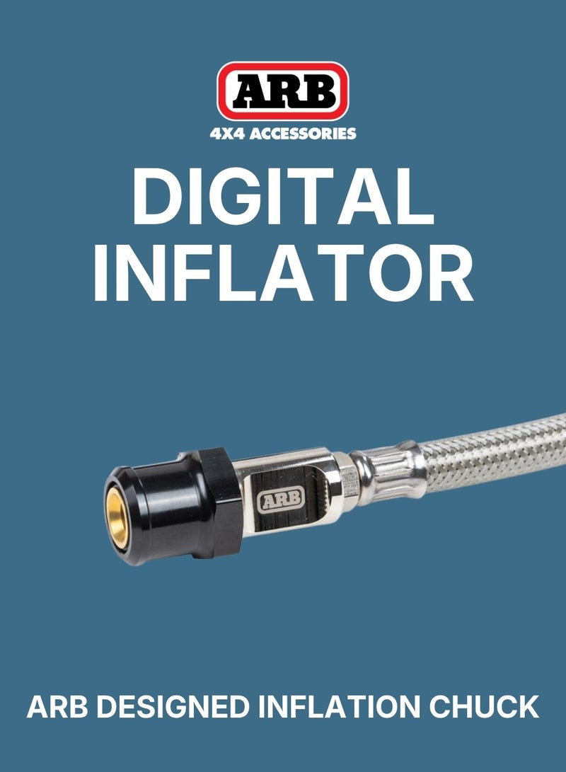 اي ار بي منفاخ إطارات رقمي ARB601A مع رأس نفخ | مقياس ضغط إطارات عالي الدقة (0-200 رطل لكل بوصة مربعة) | ملحق ضاغط هواء شديد التحمل للاستخدام في سيارات الدفع الرباعي والطرق الوعرة وورش العمل - Image 4