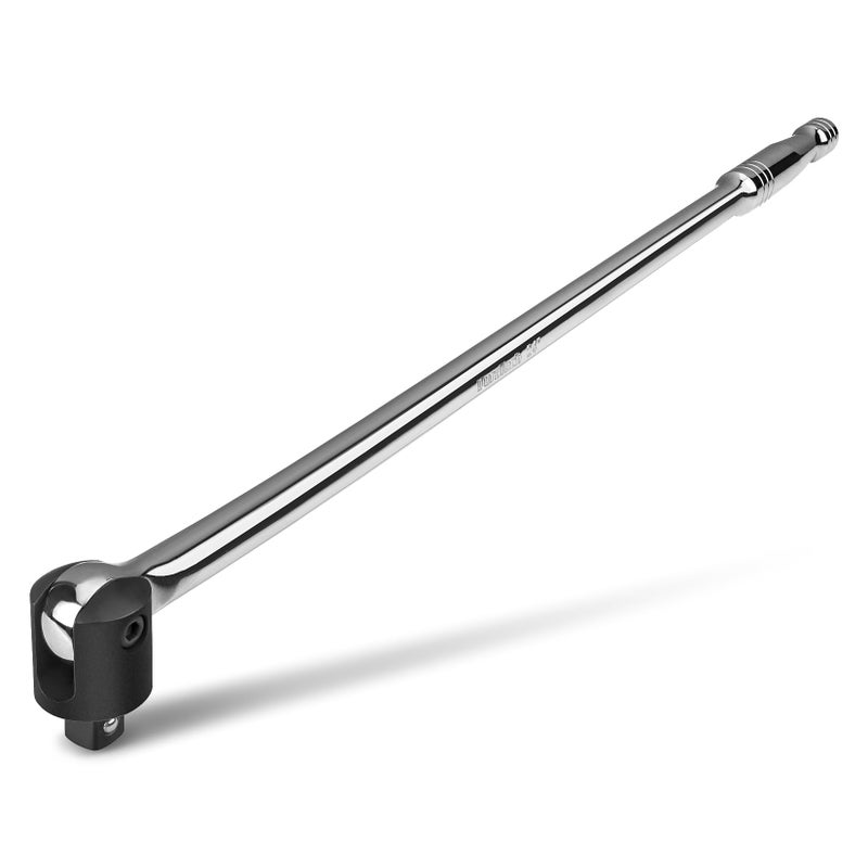 DURATECH Breaker Bar 12 Drive 24Inch Breaker Bars Heavy Duty with 240 Flex Head Springloaded Detent Ball Premium Chrome Alloy Made