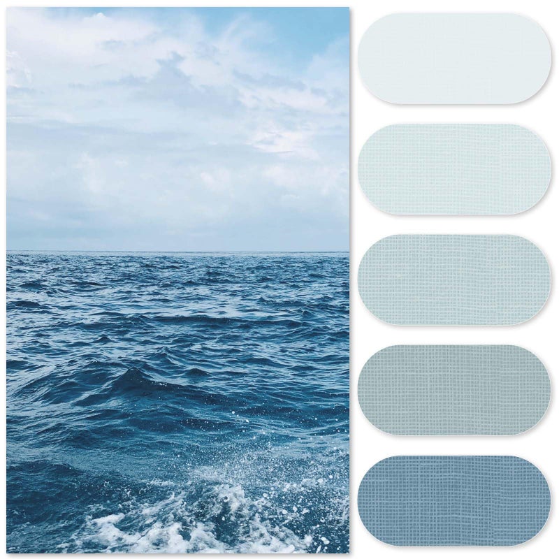 jinchan Hookless Shower Curtain Ombre Ocean Blue Striped No Hook Shower Curtains for Bathroom Gradual Color Waterproof Fabric Minimalist Design Modern Neutral 70x72 inches - Image 3