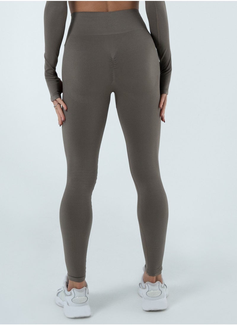 Bernessi - Turkiye Nylon Sports Leggings for Women High Waisted Ladies Workout Running Fitness Yoga Gym Pants with Tummy Control Textured Grey Monsoon Color - Image 1
