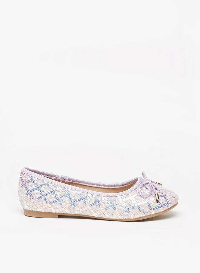 Flora Bella By Shoexpress Girl's Embellished Slip-On Ballerina Shoes with Bow Applique Ramadan Collection