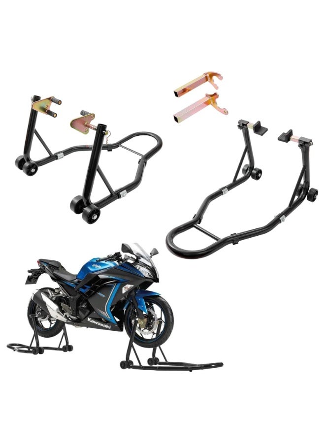 LIODUX Motorcycle Rear Stand + Front Stand Lift, Heavy Duty Motorcycle Lift Jack Stand, Large Capacity Stand Lift Stand, Convenient Storage Motorcycle Wheel Stand, Compatible With Most Motorcycles - Image 1