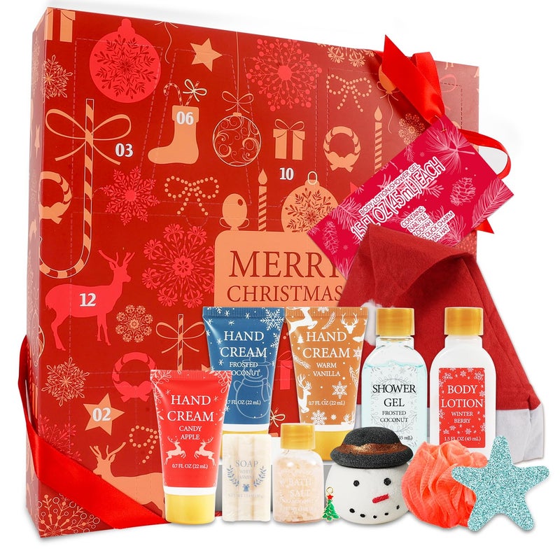 BODY EARTH Advent Calendar Holiday Gifts 2025 12 Pcs Spa Gift Set for Women Christmas Gift for Women with Christmas Bath Bomb Hand Cream Body LotionHappy New Year Gifts for Mother