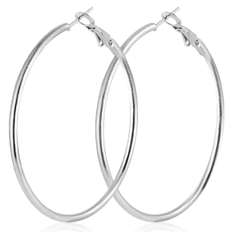 YINCUO 70mm Big Large Stainless Steel Silver Hoop Earrings for Women Lightweight Hoops Hypoallergenic Thin Dangle - Image 1