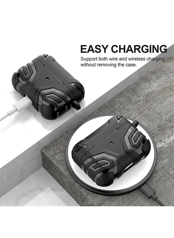 Armor Case for AirPods Pro 2, Headphone Cover Anti Fall Shockproof TPU Case Cover With Buckle, Protective Shell Headphones Case (Black) - Image 5