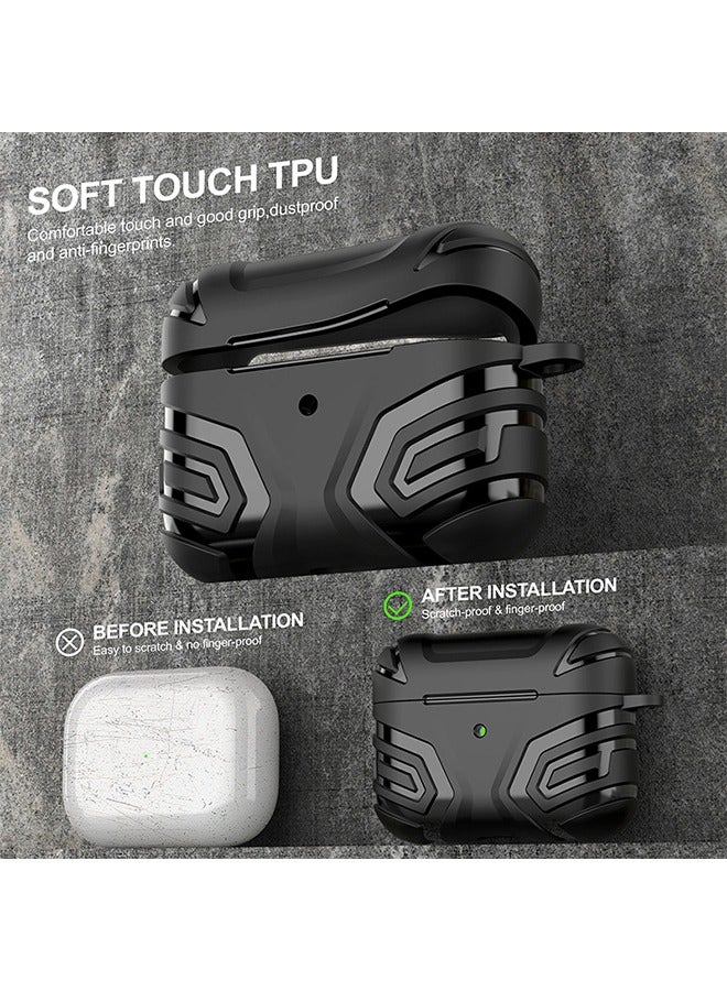 Armor Case for AirPods Pro 2, Headphone Cover Anti Fall Shockproof TPU Case Cover With Buckle, Protective Shell Headphones Case (Black) - Image 4