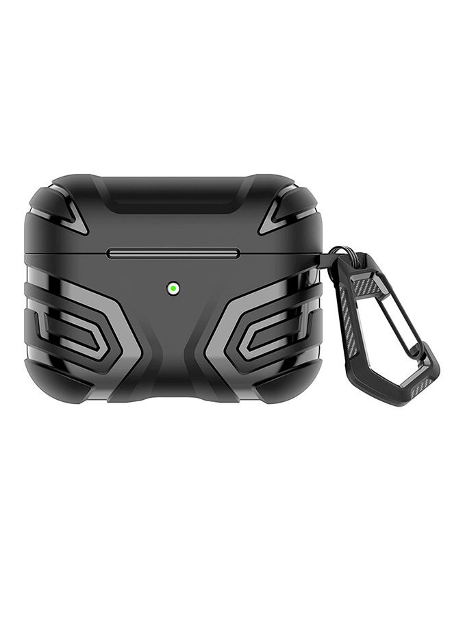Generic Armor Case for AirPods Pro 2, Headphone Cover Anti Fall Shockproof TPU Case Cover With Buckle, Protective Shell Headphones Case (Black)  - Image 1