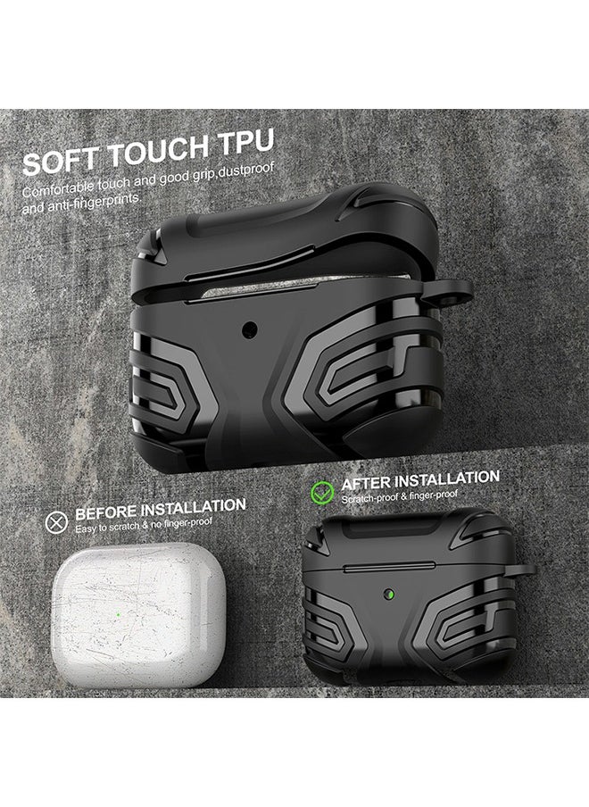 Generic Armor Case for AirPods Pro 2, Headphone Cover Anti Fall Shockproof TPU Case Cover With Buckle, Protective Shell Headphones Case (Black)  - Image 5