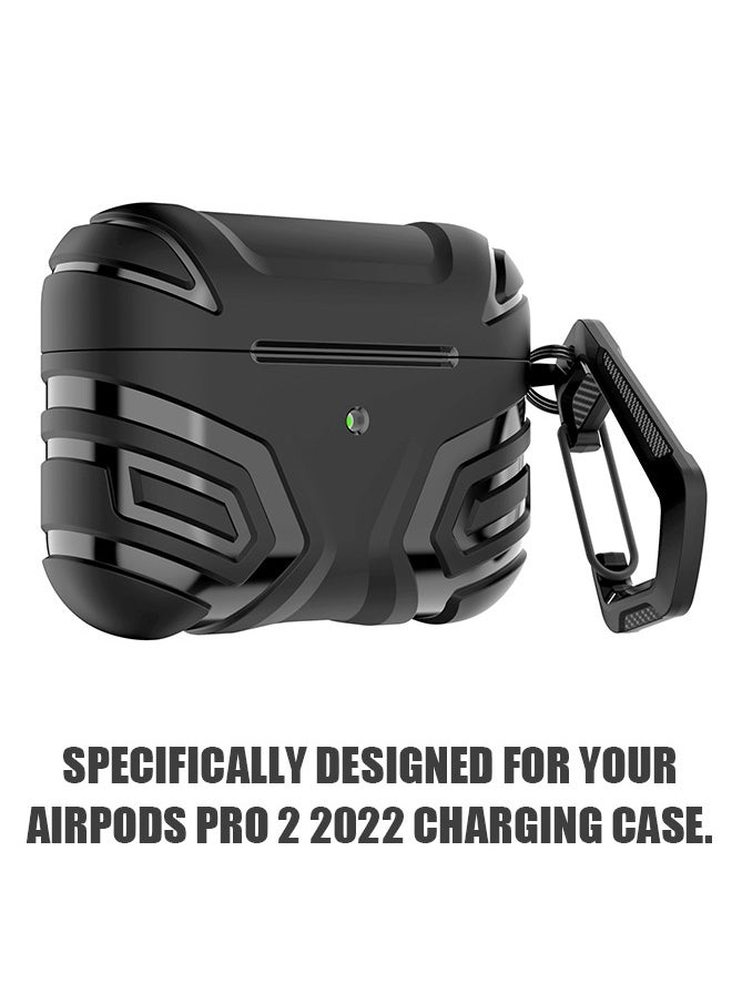 Generic Armor Case for AirPods Pro 2, Headphone Cover Anti Fall Shockproof TPU Case Cover With Buckle, Protective Shell Headphones Case (Black)  - Image 2