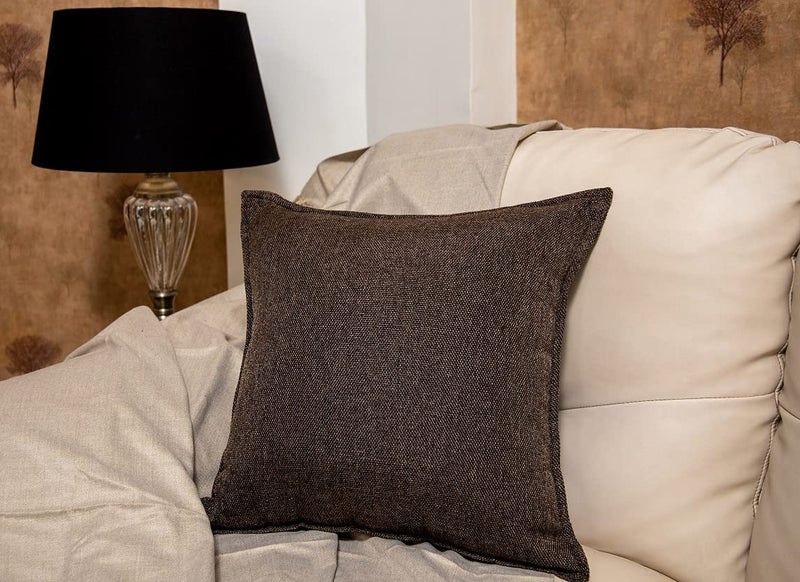 Khooti Decorative Jute Square Cushion Cover Throw Pillow Cover for Living Room Couch Diwan Single Seater Sofa, Brown, 20 x 20 Inches / 50 x 50 cm (Set of 4 Pieces) C2-50 TC - Image 2
