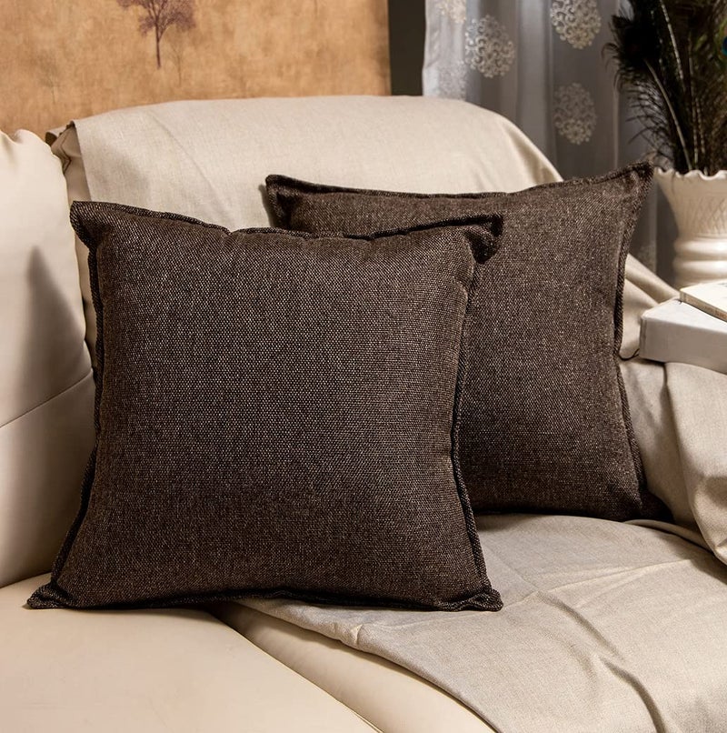 Khooti Decorative Jute Square Cushion Cover Throw Pillow Cover for Living Room Couch Diwan Single Seater Sofa, Brown, 20 x 20 Inches / 50 x 50 cm (Set of 4 Pieces) C2-50 TC - Image 1