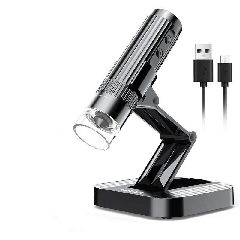 Tobo WiFi Portable Wireless Digital Microscope 50X-1000X Magnification 1080P HD with Adjustable Stand for Inbuilt Battery 700mAh Compatible with i-Phone Android Black TD-1348IM - Image 1