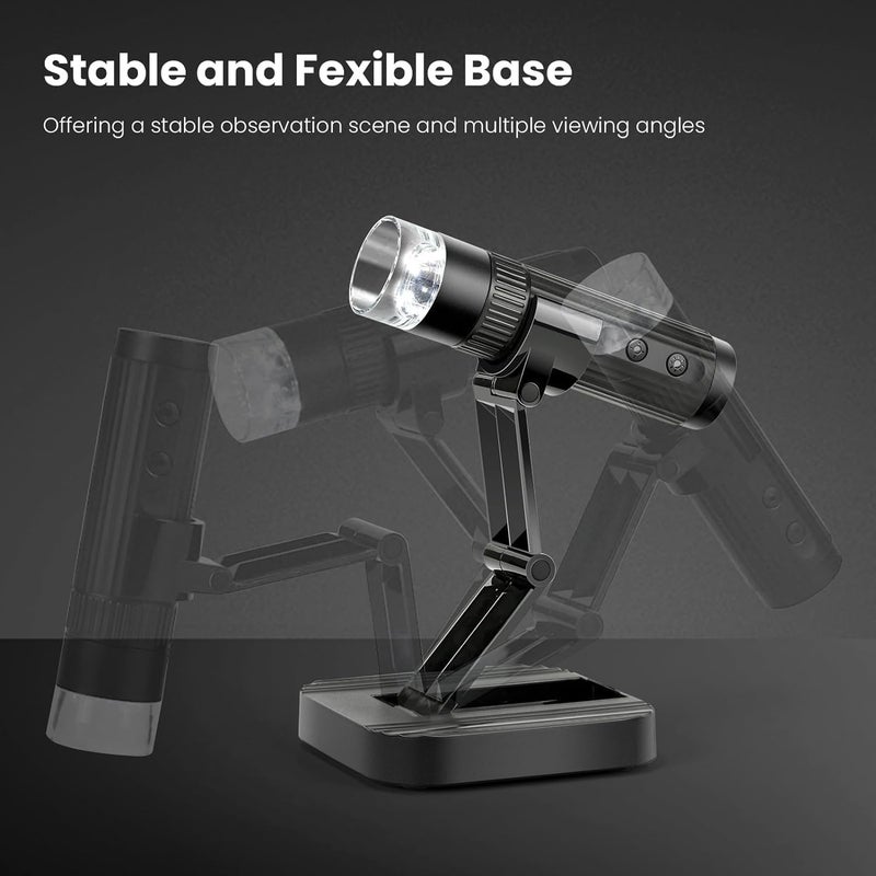 Tobo WiFi Portable Wireless Digital Microscope 50X-1000X Magnification 1080P HD with Adjustable Stand for Inbuilt Battery 700mAh Compatible with i-Phone Android Black TD-1348IM - Image 3