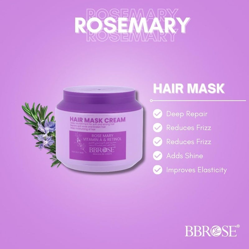 BBROSE Rosemary Hair Mask Cream, Deep Nourishment for Soft and Strong Hair, Repairs Split Ends and Damaged Hair, Deep Moisturizing Formula, 1000ml, Deep Repair, Reduces Frizz, Adds Shine, - Image 2