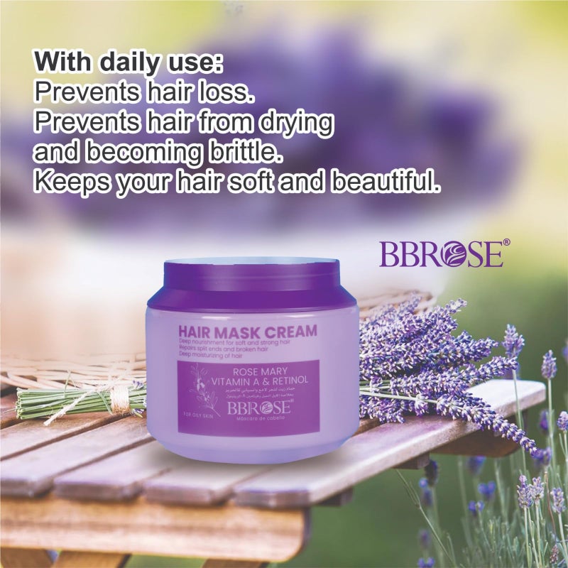 BBROSE Rosemary Hair Mask Cream, Deep Nourishment for Soft and Strong Hair, Repairs Split Ends and Damaged Hair, Deep Moisturizing Formula, 1000ml, Deep Repair, Reduces Frizz, Adds Shine, - Image 3