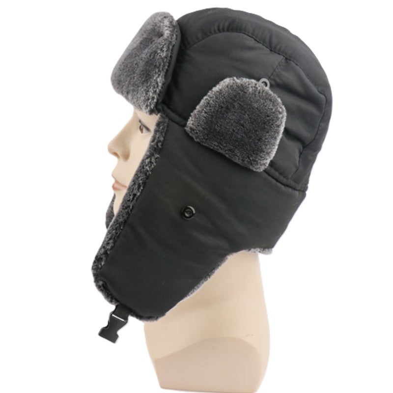 Imitation wool blizzard ear cap with badge, outdoor cold-proof waterproof thermal cap - Image 3