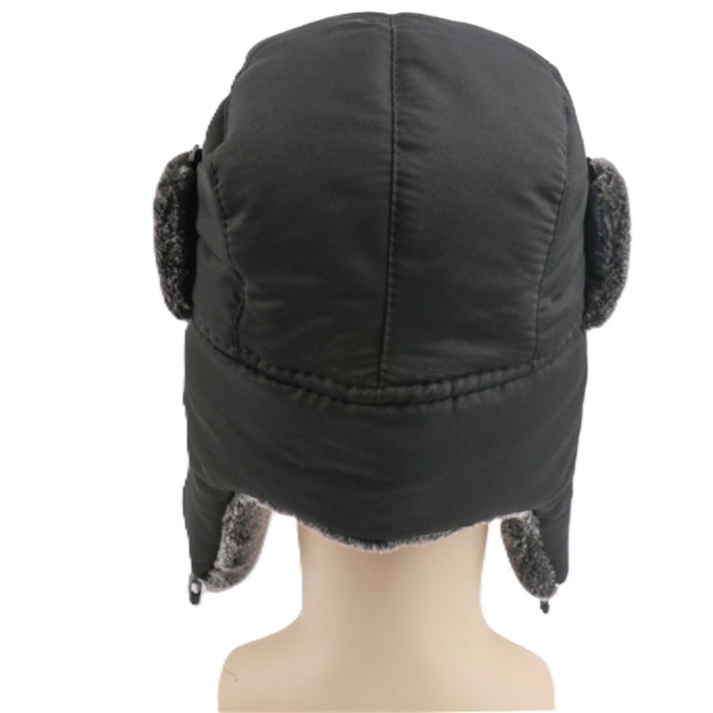 Imitation wool blizzard ear cap with badge, outdoor cold-proof waterproof thermal cap - Image 4
