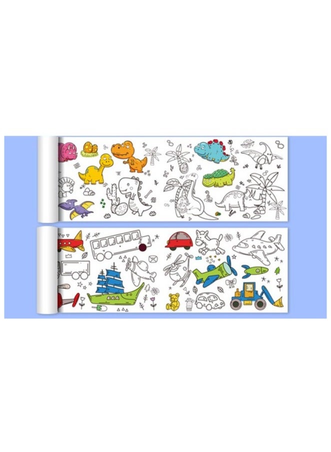 ARUWA 2 قطع لفات تلوين للأطفال - 2 موضوعات ممتعة: ديناصور وسيارة | للتلوين والرسم بنفسك - Image 1