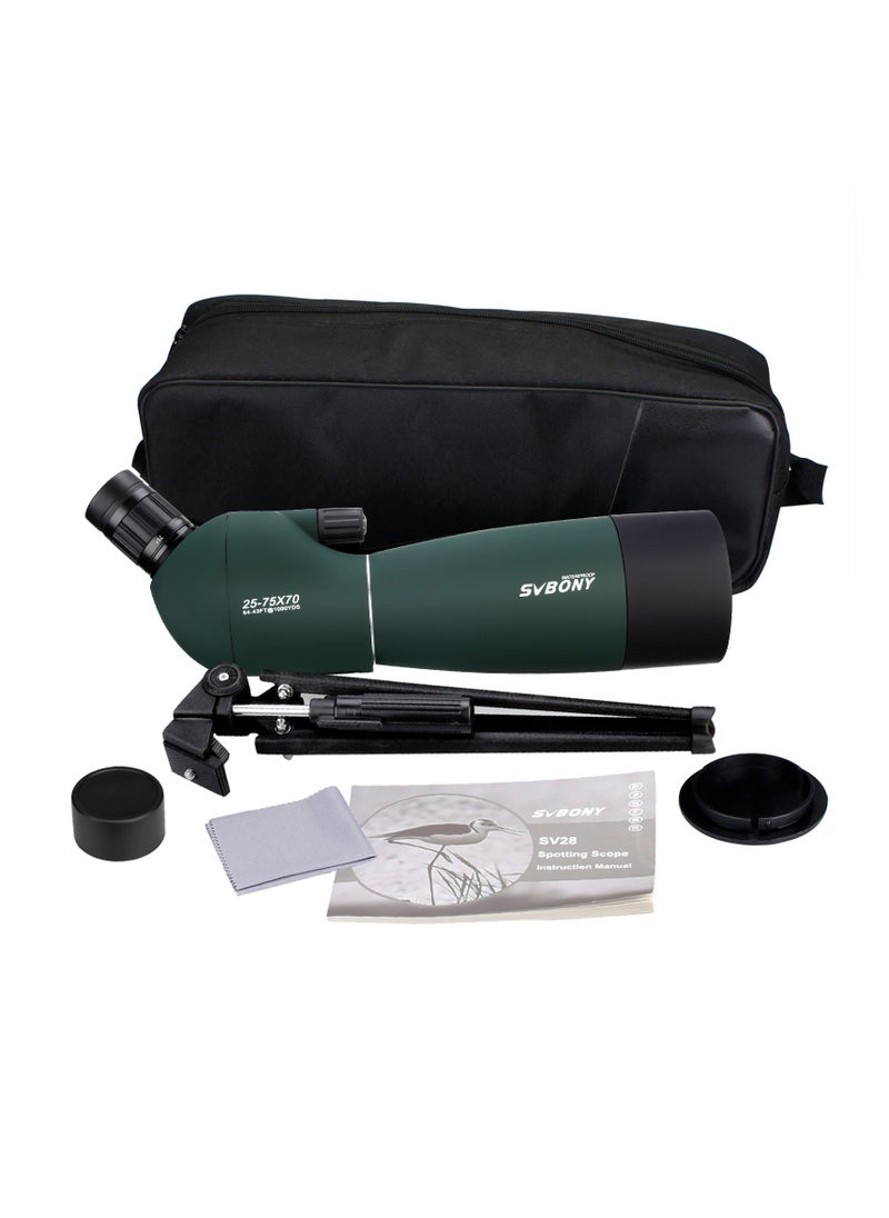SVBONY - SVBONY SV28 Spotting Scopes with Tripod for Birding 25-75x70mm Angled Range Scope IP65 Waterproof with Phone Adapter for Hunting,Travel,Camping,Wildlife Viewing Soft Case - Image 1