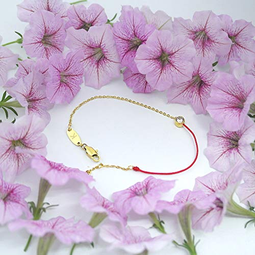 ZUOPIPI Red String Lucky Bracelet with Rhinestone Half Rope Crystal Chain Gift for Her (Gold) - Image 2
