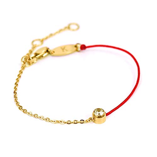 ZUOPIPI Red String Lucky Bracelet with Rhinestone Half Rope Crystal Chain Gift for Her (Gold) - Image 1