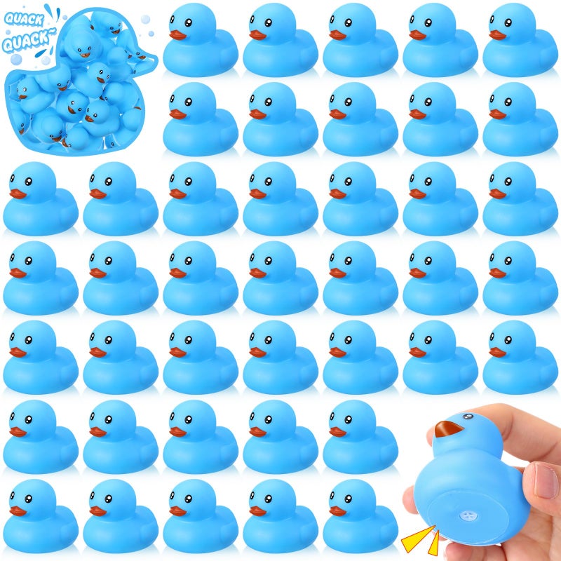 Hungdao 48 Pcs 2 Inch Mini Rubber Ducks for Kids Children Party Favors Bulk Bath Ducks Summer Pool Floating Toys Rubber Duckies Birthday Gifts for Boys Girls Baby Shower SuppliesBlue - Image 3